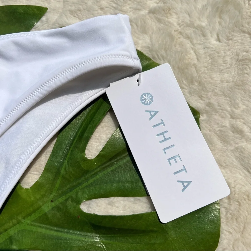 Athleta White Low Rise Bikini Bottom XL Minimal Coverage Sport Swim